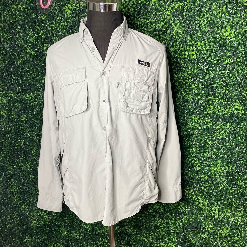 Jeep Utility Grey Light Weight Long Sleeve Top Sz S